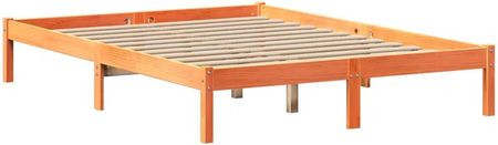 vidaXL Łóżko z regałem bez materaca woskowy brąz 140x190cm sosnowe 3321601 - zdjęcie 3