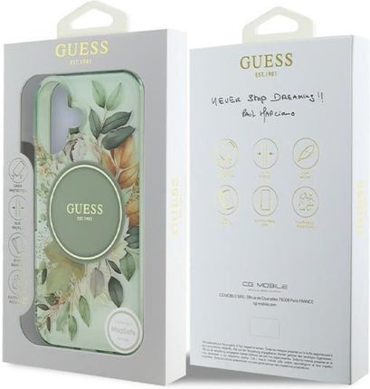 Guess IML Flower & Tonal Circle MagSafe do Apple iPhone 16 Zielony - zdjęcie 2