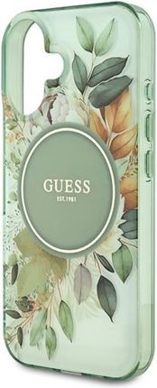 Guess IML Flower & Tonal Circle MagSafe do Apple iPhone 16 Zielony - zdjęcie 5