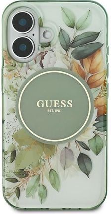Guess IML Flower & Tonal Circle MagSafe do Apple iPhone 16 Zielony - zdjęcie 3