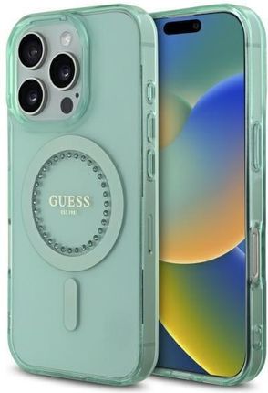 Guess Guhmp16Xpftdten Iphone 16 Pro Max 6 9 Quot Zielony Green Hardcase Iml Rhinestones Magsafe - zdjęcie 5