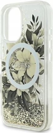 Guess Guhmp16Llfmwte Iphone 16 Pro 6 3 Quot Beżowy Beige Hardcase Liquid Glitter Flower Magsafe - zdjęcie 4