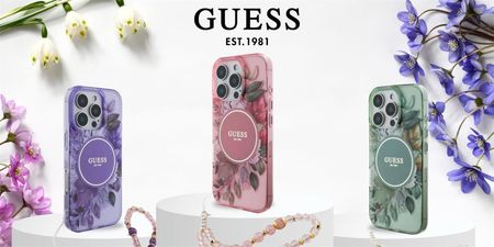 Guess Guhmp16Xhfwbrcesp Iphone 16 Pro Max 6 9 Quot Różowy Pink Hardcase Iml Flowers With Pearl Strap Magsafe - zdjęcie 2