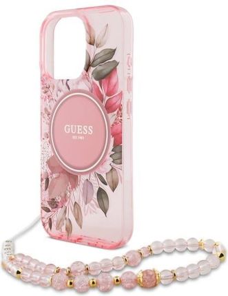 Guess Guhmp16Xhfwbrcesp Iphone 16 Pro Max 6 9 Quot Różowy Pink Hardcase Iml Flowers With Pearl Strap Magsafe - zdjęcie 5