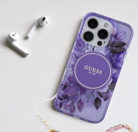Guess Guhmp16Xhfwbrcesp Iphone 16 Pro Max 6 9 Quot Różowy Pink Hardcase Iml Flowers With Pearl Strap Magsafe - zdjęcie 6