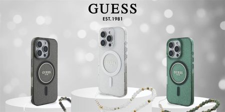 Guess Guhmp16Xhgcrelst Iphone 16 Pro Max 6 9 Quot Przeźroczysty Transparent Hardcase Iml Glitter With Pearl Strap Magsafe - zdjęcie 2