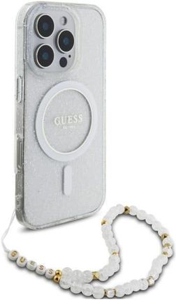 Guess Guhmp16Xhgcrelst Iphone 16 Pro Max 6 9 Quot Przeźroczysty Transparent Hardcase Iml Glitter With Pearl Strap Magsafe - zdjęcie 5