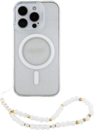 Guess Guhmp16Xhgcrelst Iphone 16 Pro Max 6 9 Quot Przeźroczysty Transparent Hardcase Iml Glitter With Pearl Strap Magsafe - zdjęcie 3