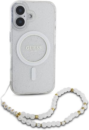 Guess Guhmp16Shgcrelst Iphone 16 6 1 Quot Przeźroczysty Transparent Hardcase Iml Glitter With Pearl Strap Magsafe - zdjęcie 4