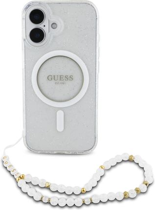 Guess Guhmp16Shgcrelst Iphone 16 6 1 Quot Przeźroczysty Transparent Hardcase Iml Glitter With Pearl Strap Magsafe - zdjęcie 3