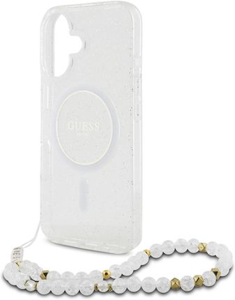 Guess Guhmp16Shgcrelst Iphone 16 6 1 Quot Przeźroczysty Transparent Hardcase Iml Glitter With Pearl Strap Magsafe - zdjęcie 2