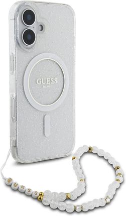 Guess Guhmp16Shgcrelst Iphone 16 6 1 Quot Przeźroczysty Transparent Hardcase Iml Glitter With Pearl Strap Magsafe - zdjęcie 5