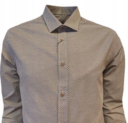 KOSZULA MĘSKA WIZYTOWA CASUAL FIT-REGULAR WZORZYSTA BRĄZ 4XL - zdjęcie 2