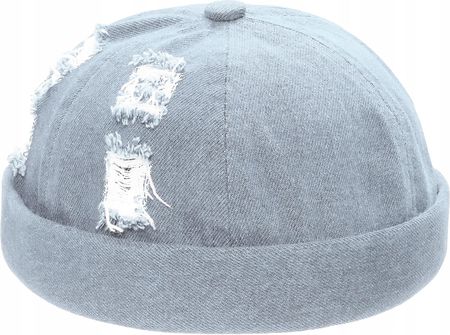 Czapka bez daszka dokerka leonka jeansowa męska bawełniana - zdjęcie 2