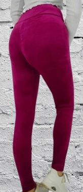 LEGGINSY WELUROWE SPODNIE Z PANELEM BAWEŁNA M/L BORDOWE DASIRE - zdjęcie 3