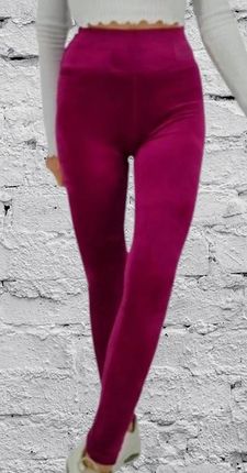 LEGGINSY WELUROWE SPODNIE Z PANELEM BAWEŁNA M/L BORDOWE DASIRE - zdjęcie 2