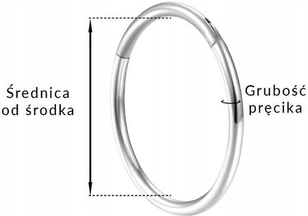 Piercing Kolczyk Clicker srebrny Stal ch. 316 L. Kółko Helix Lobe 1.0/10 - zdjęcie 4