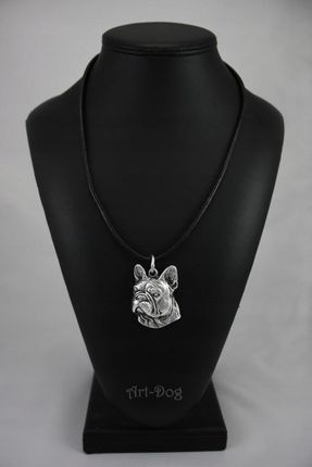 Art-Dog Buldog francuski naszyjnik z psem, zawieszka na rzemieniu, medalion - zdjęcie 3