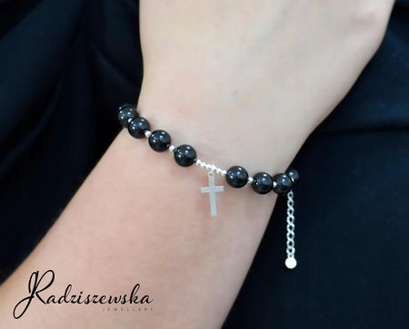 Radziszewska Różaniec na rękę Bransoletka z Pereł Krzyżyk Srebro 925 Prezent ŻYCZENIA - zdjęcie 6