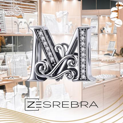 Zesrebra Charms Literka M srebro 925 litera srebrna koralik zawieszka pr S925 - zdjęcie 5