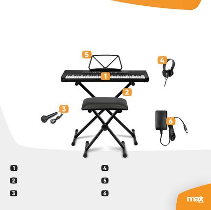Zestaw: Keyboard 61-klawiszy bateria statyw słuchawki KB15SET Max - zdjęcie 4