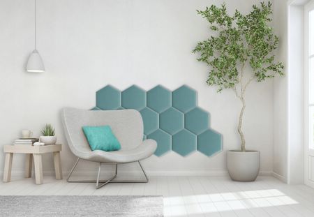 Smartlife Panele Tapicerowane Na Ścianę Heksagon Magic Velvet Morski 26x30 - zdjęcie 3