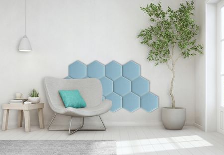 Smartlife Panele Tapicerowane Na Ścianę Heksagon Magic Velvet Błękitny 26x30 - zdjęcie 3
