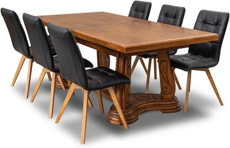 Stół Capri 200/100 + 2X50 Cm +6 Krzeseł Kw110 Skóra Naturalna - zdjęcie 4