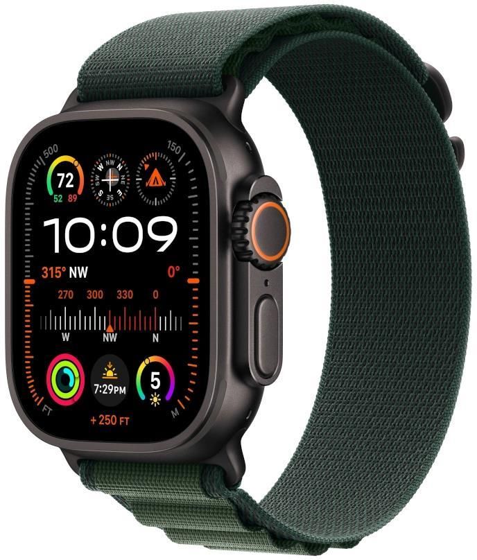 Zdjęcie Apple Watch Ultra 2 GPS + Cellular Koperta z tytanu czarna 49mm opaska Alpine ciemnozielony Rozmiar M (MX4R3GKA) - Toruń