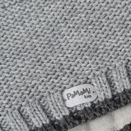 Czapka Dziecięca z Odblaskowym Pomponem PaMaMi Jasnoszara - zdjęcie 3