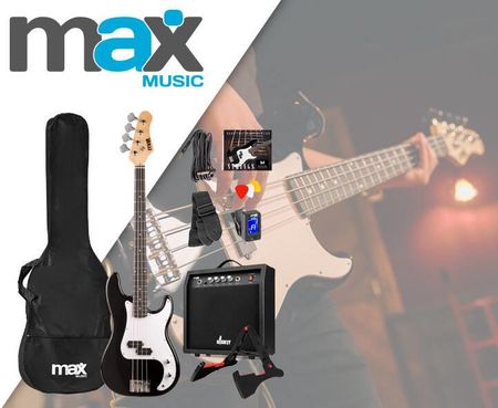 Zestaw: Gitara elektryczna basowa czarna GigKit wzmacniacz akcesoria - zdjęcie 4