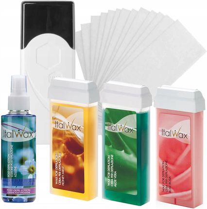 Italwax Zestaw 3x Wosk Do Depilacji W Rolce 100ml + Paski + Lotion + Podgrzewacz - zdjęcie 4