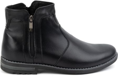 Buty męskie skórzane zimowe sztyblety ocieplane 887K czarne - zdjęcie 2