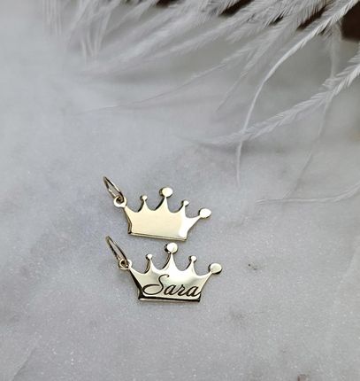 Leksusgold Złota zawieszka korona grawer pr.585 - zdjęcie 3