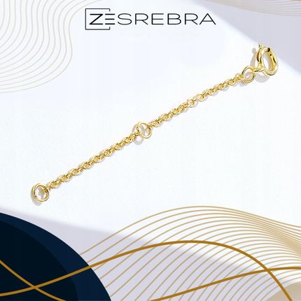 Zesrebra Przedłużka do łańcuszka bransoletki srebro pr S925 Złota 6cm uniwersalna - zdjęcie 2