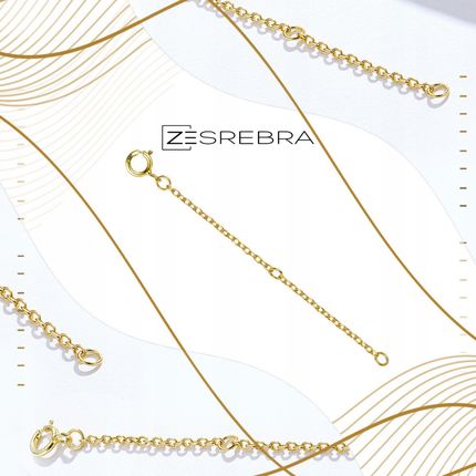 Zesrebra Przedłużka do łańcuszka bransoletki srebro pr S925 Złota 6cm uniwersalna - zdjęcie 6