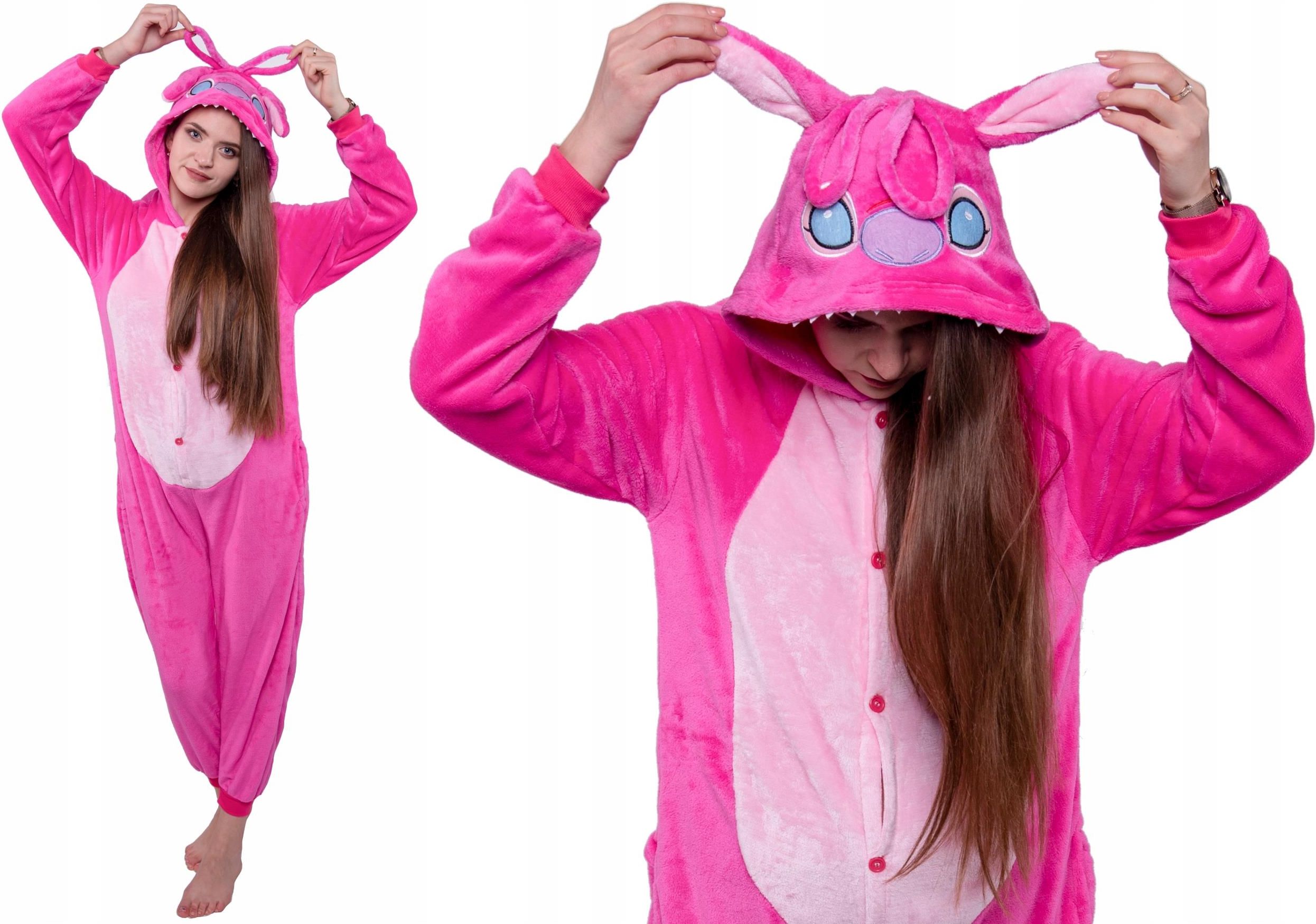 Stitch Różowy Piżama Kigurumi Sticz Onesie Kombinezon Kostium S 146 154