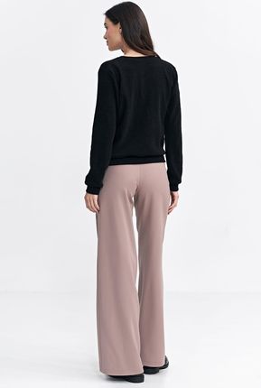 Bluza z dzianiny prążkowanej z długim rękawem - czarny - BL08 (kolor czarny, rozmiar 36) - zdjęcie 2