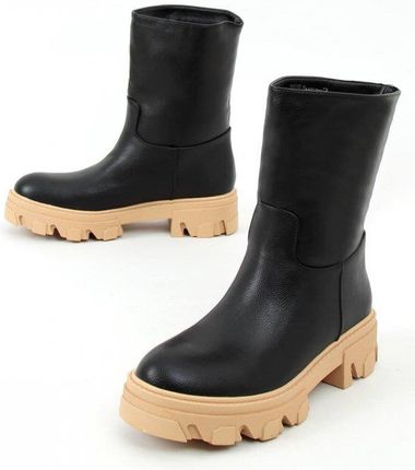 Botki z prostą cholewką SENEH BLACK(camel) 37 - zdjęcie 3