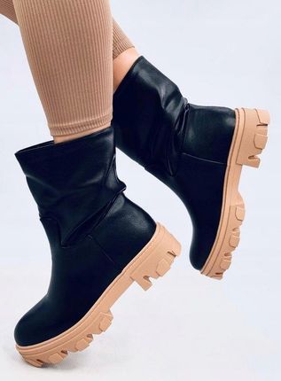 Botki z prostą cholewką SENEH BLACK(camel) 37 - zdjęcie 2