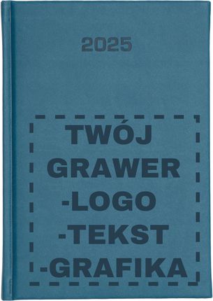 Kalendarz Dzienny A5 Terminarz 2025 Książkowy Z Grawerem Logo Niebieski - zdjęcie 3