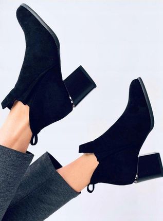 Botki na obcasie zamszowe HALLIE BLACK 39 - zdjęcie 3