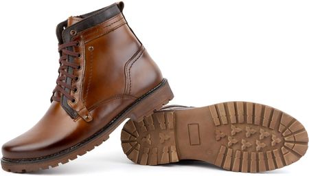Buty męskie trzewiki skórzane ocieplane zimowe 603KZ brązowe - zdjęcie 2