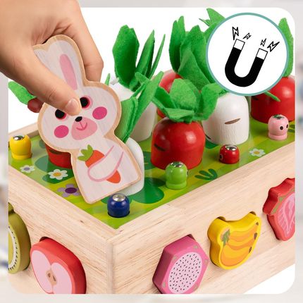 Układanka Montessori Drewniany Sorter Klocków Złap Robaczka Marchewki - zdjęcie 4