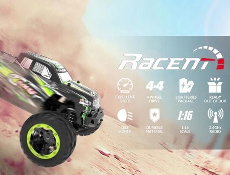 Racent Samochód Monster Truck Crossy 1/16 785-5 RGB2 szczotkowy zielony - zdjęcie 2