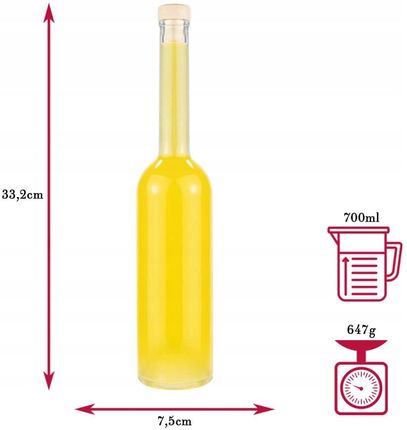 5x Butelki szklane Fenice 700ml Na Nalewki Wino butelka szklana wysoka - zdjęcie 3