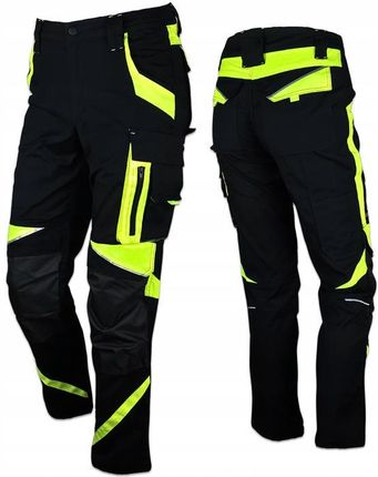 Spodnie Robocze Męskie Bhp Mocne Elastyczne Stretch Spandex Odblaskowe Neon - zdjęcie 3