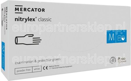Mercator Medical Rękawice Nitrylowe Białe White Mercator Nitrylex A'100 M' - zdjęcie 2