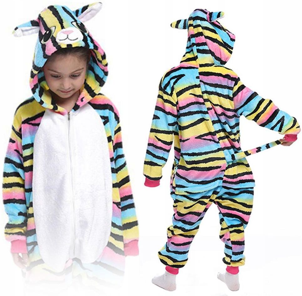 Kot Onesie Kigurumi Kostium Przebranie Ciepła Piżama Dzieci Dres 134