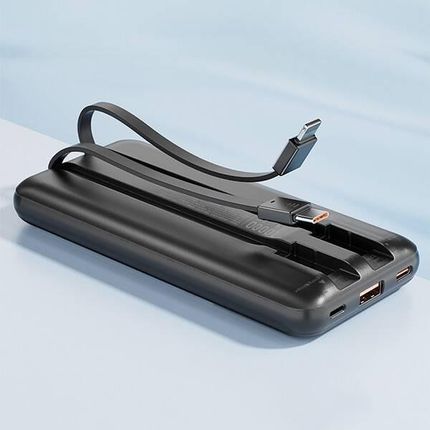 Awei Powerbank Z Wbudowanym Kablem Lightning Usb C P77K 10000Mah Czarny Black 22 5W - zdjęcie 3